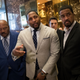 Former professional football player Jim Brown, former professional football player Ray Lewis and the Rev. Darrell Scott speak to reporters at Trump Tower in New York City on Dec. 13, 2016.